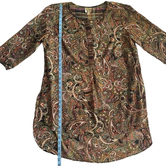 Anthropologie Fig & Flower Paisley Print Sheer Boho Tunic Blouse Women's 1X - Picture 4 of 7